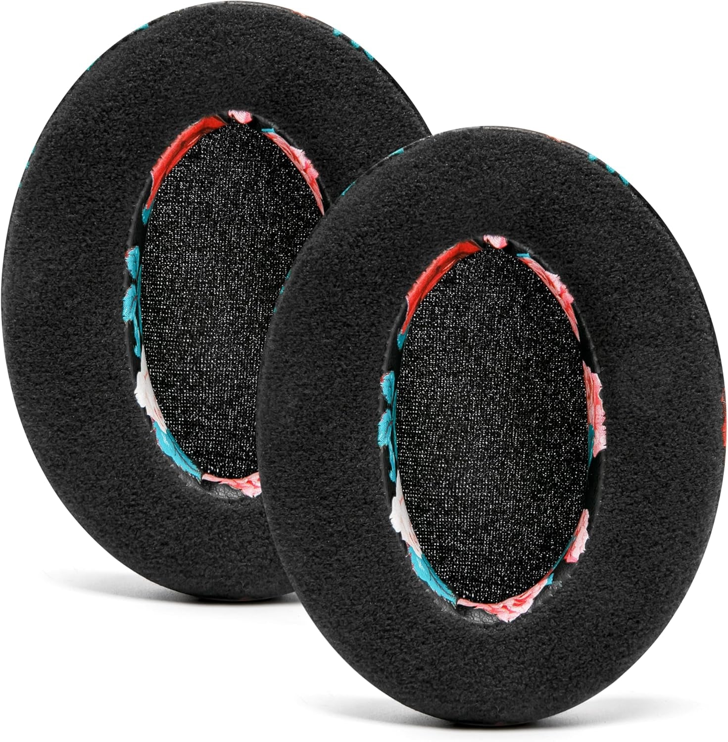 Wicked Cushions Extra Thick Velour Premium Earpads - Compatible with Steelseries Arctis/Hyperx Cloud/Ath M50X & More | Black Floral