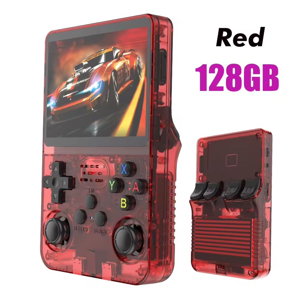 NEW Red  128GB Retro Handheld Video Game Console Linux System 3.5 Inch IPS Screen Portable Pocket 64GB Gaming Boys Gift