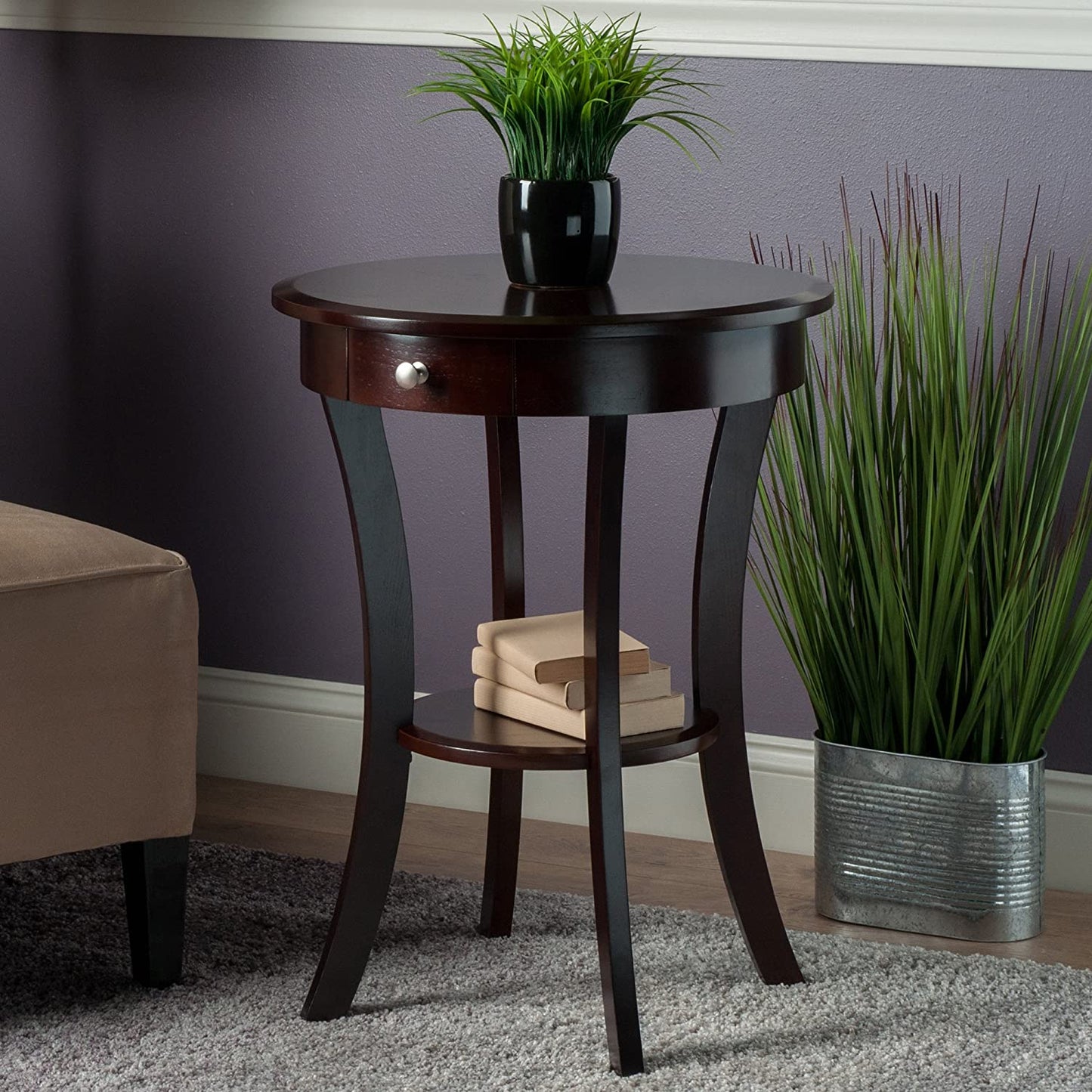 Wood Sasha Accent Table, Cappuccino(Color May Slightly Vary)