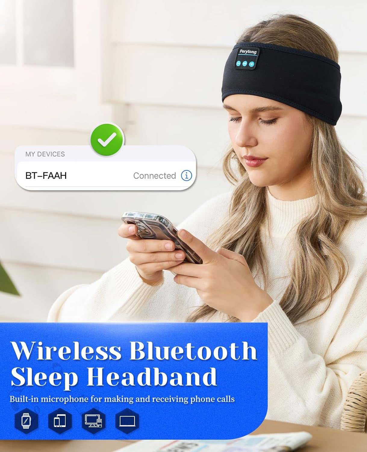 Sleep Headphones Wireless,  Bluetooth Sports Headband Headphones with Ultra-Thin HD Stereo Speakers Perfect for Sleeping,Workout,Jogging,Yoga,Insomnia, Air Travel, Meditation