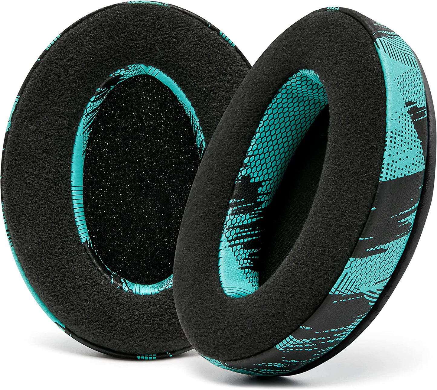 Wicked Cushions Velour Replacement Earpads for ATH M50X - Compatible with ATH M40X / M50XBT / Hyperx Cloud 1 & 2 / Steelseries Arctis 3/5 / 7 / 9X & Pro/Stealth 600 & More (Speedracer Cyan)