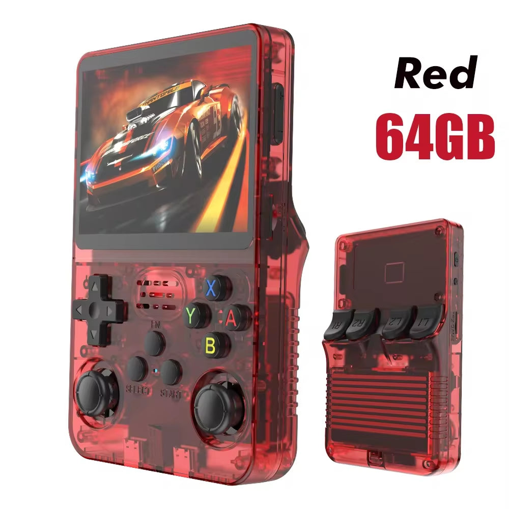 NEW Red  128GB Retro Handheld Video Game Console Linux System 3.5 Inch IPS Screen Portable Pocket 64GB Gaming Boys Gift