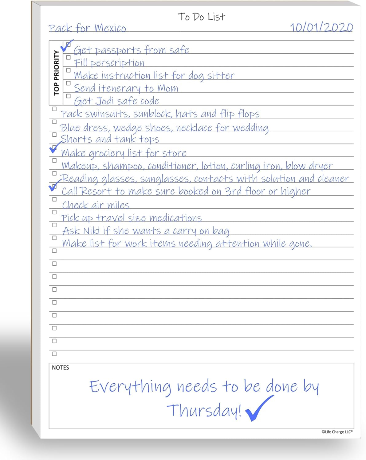 TO DO List Planner Notepad, 50 Page Planning Pad. Undated Todo Checklist W/Priority & Note Sections. Organize & Track Projects, Clients or Daily Tasks. 8.5 X 11, A4 Sheets.