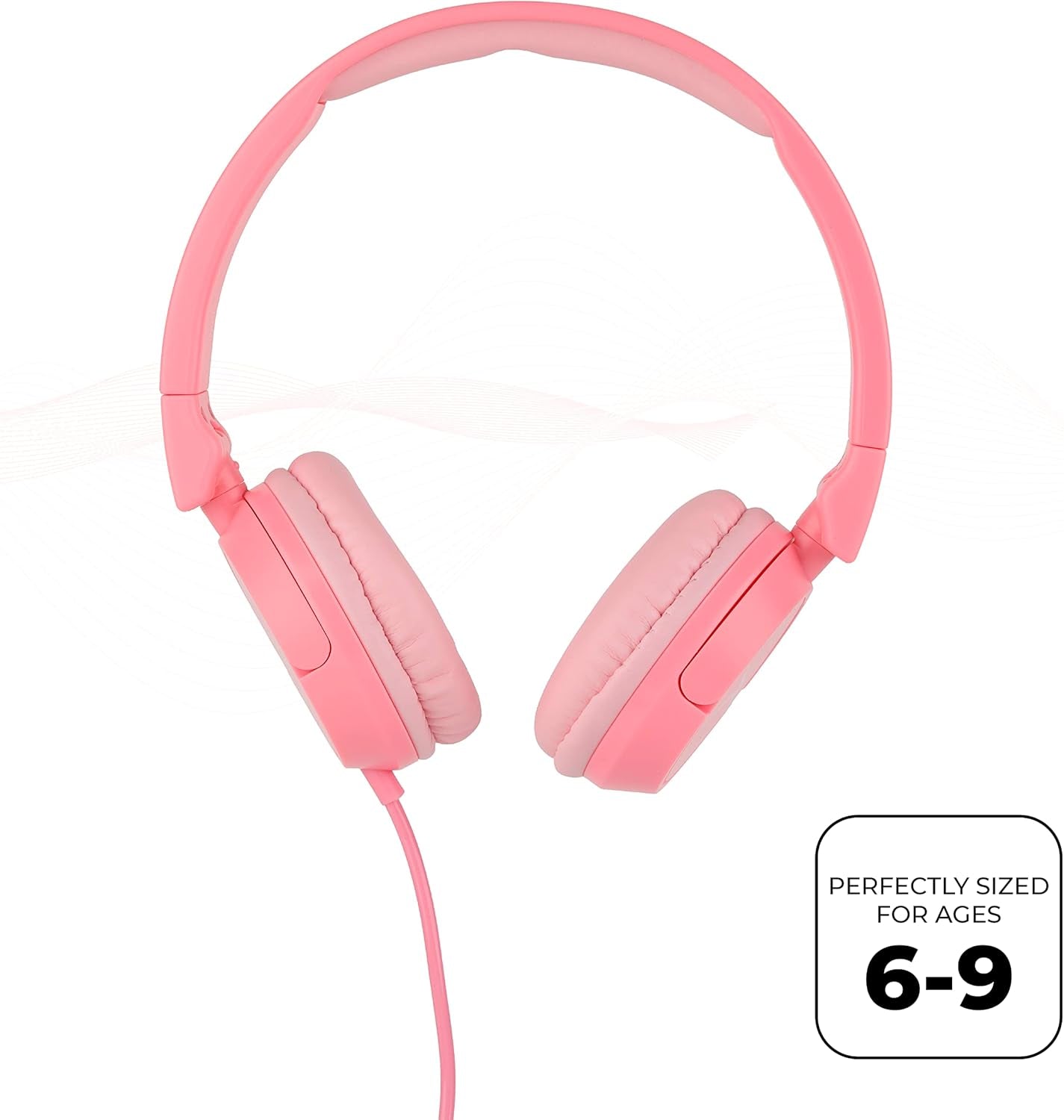 Kids Safe over the Ears Headphones, with Volume Limiting Technology for Developing Ears, for Ages 6-9 Years, Pink