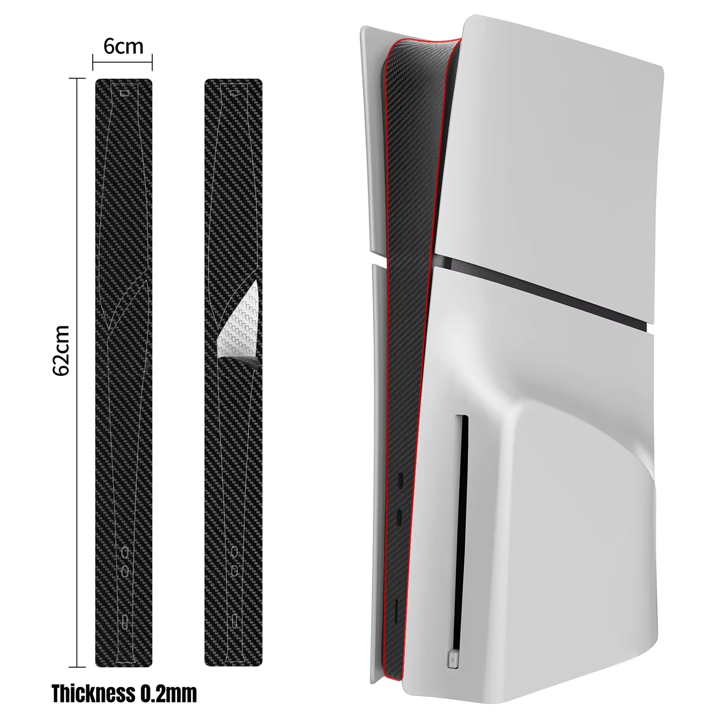 Slim Console Middle Skin Anti-Scratch Middle Strip Skin for PS5 Slim Disc/Digital Edition Vinyl Sticker Strip for PS5 Slim